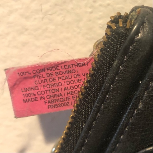 Juicy Couture Black Coin Purse with Brass Emblem & Black Tassel Leather 3"x4.75" - Picture 7 of 9